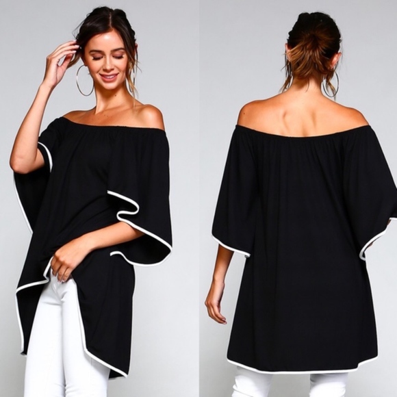 LIZZBETH Off Shoulder Top - BLACK - Picture 3 of 3